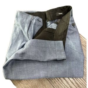 Theory Pants Mens 34X29 Light Blue Check Zipped Formal Business